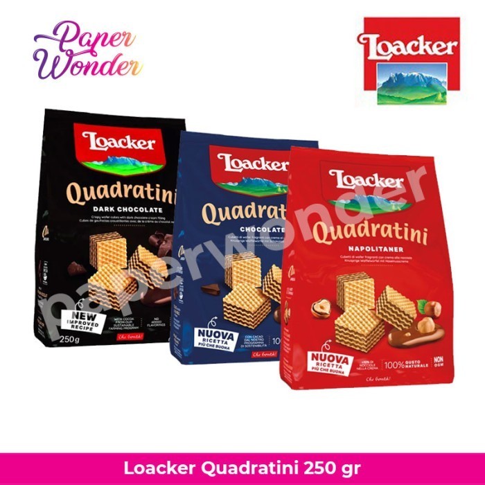 

TERMURAH Loacker Quadratini Dark Chocolate Wafer Cokelat Napolitaner [250 g]