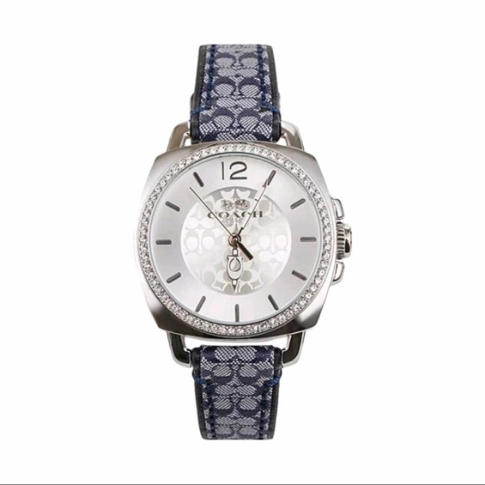 JAM TANGAN WANITA COACH ORIGINAL TALI LEATHER STRAP JEANS BIRU STEEL