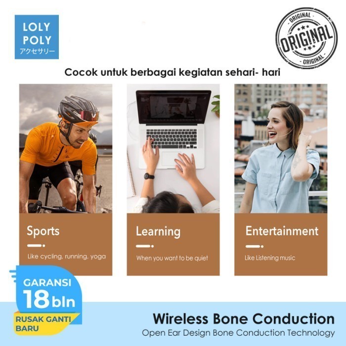 Lolypoly Earphone Wireless Bone Conduction Sports Running