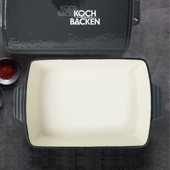 Koch&Backen Cast Iron Enamel Square Loaf Pan 33Cm Grey-Baki Kotak
