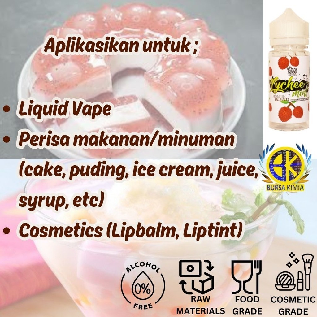 Essential Oil Food Grade Flavour Lychee 100ml / Fragrance Oil Cosmetic Grade (Lipbalm, Liptint) Food