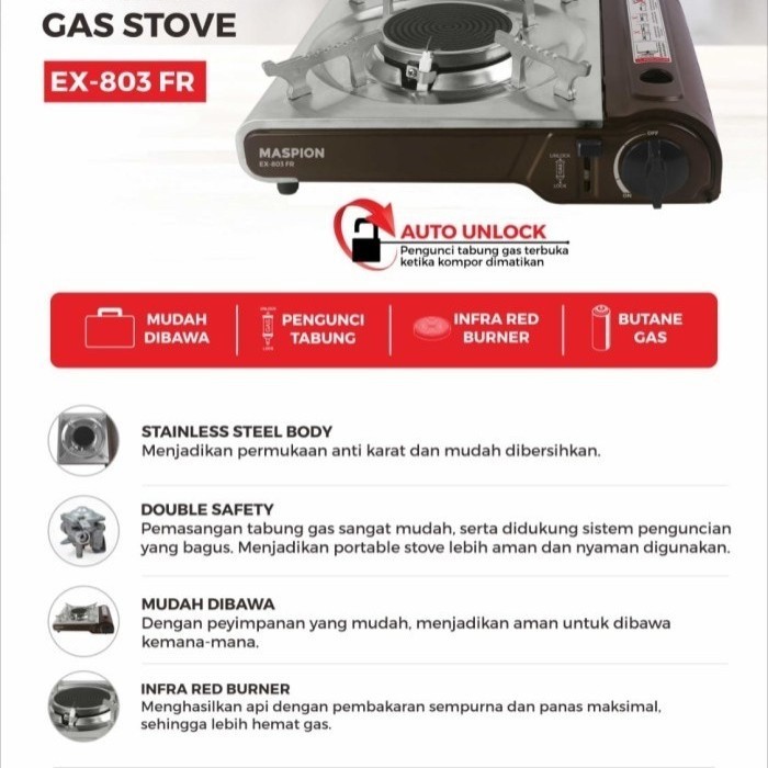 Kompor Gas Portable Maspion Ex803Fr / Kompor Portable Maspion Ex 803Fr