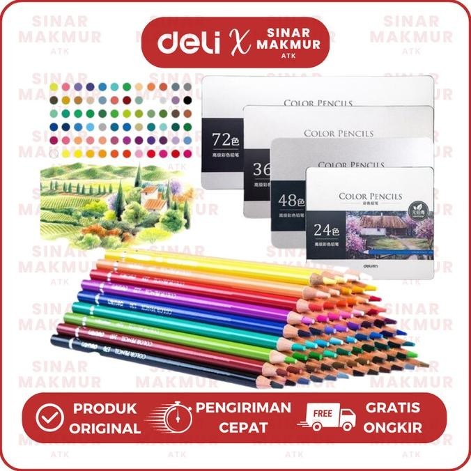 

High-Grade Oil Pencil Color/Pensil Warna 24/36/48/72 Deli Warna (Set)