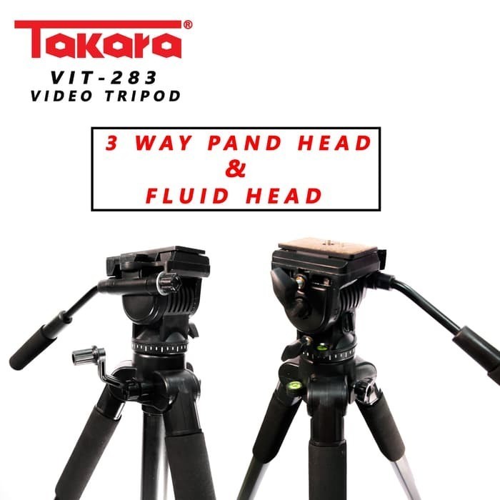 Takara Vit-283 Fluid Head Video Tripod Untuk Kamera Camcorder Dslr Hp