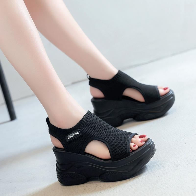 HighSole Wedges Sandals Gunung / Sandal Wedges Korea Nyaman