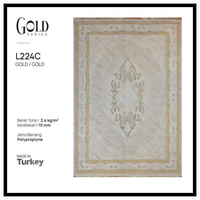 Karpet Permadani Klasik Minimalis Gold Impor Turki - 160X230 Cm