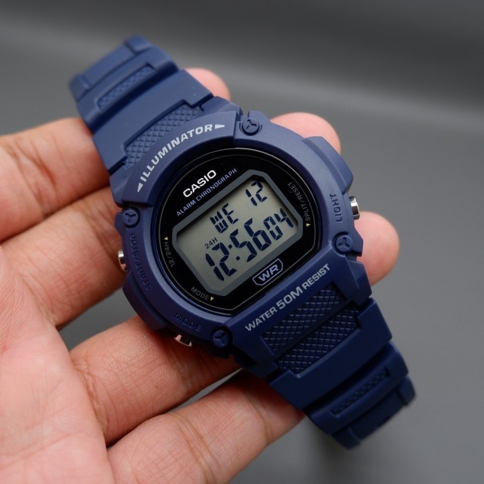 Casio W-219H-2Avdf - Jam Tangan Pria - Hitam Biru - W219H