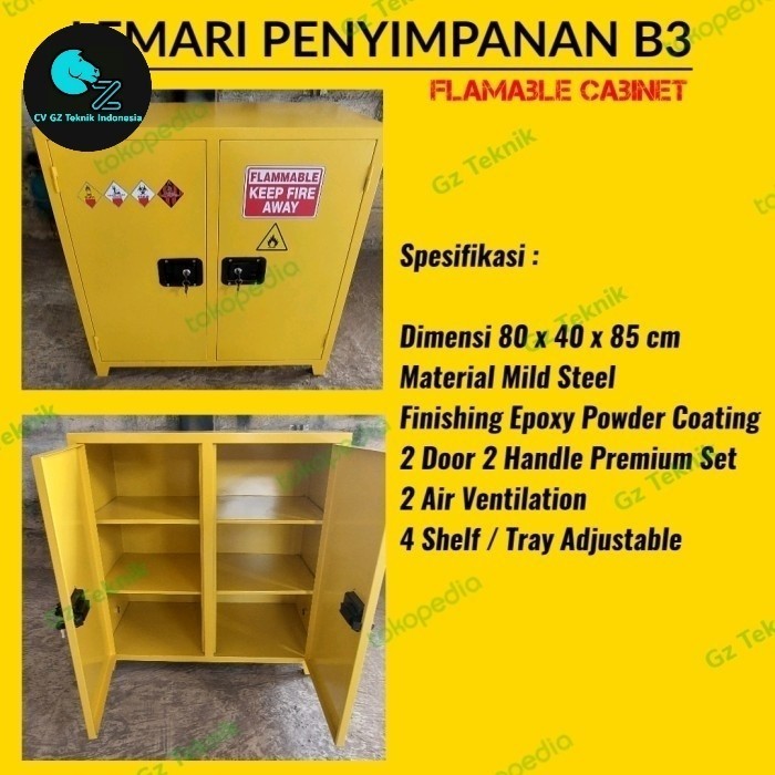 

Lemari B3 Flamable Cabinet 80x40x85cm Ada Kaki 5cm