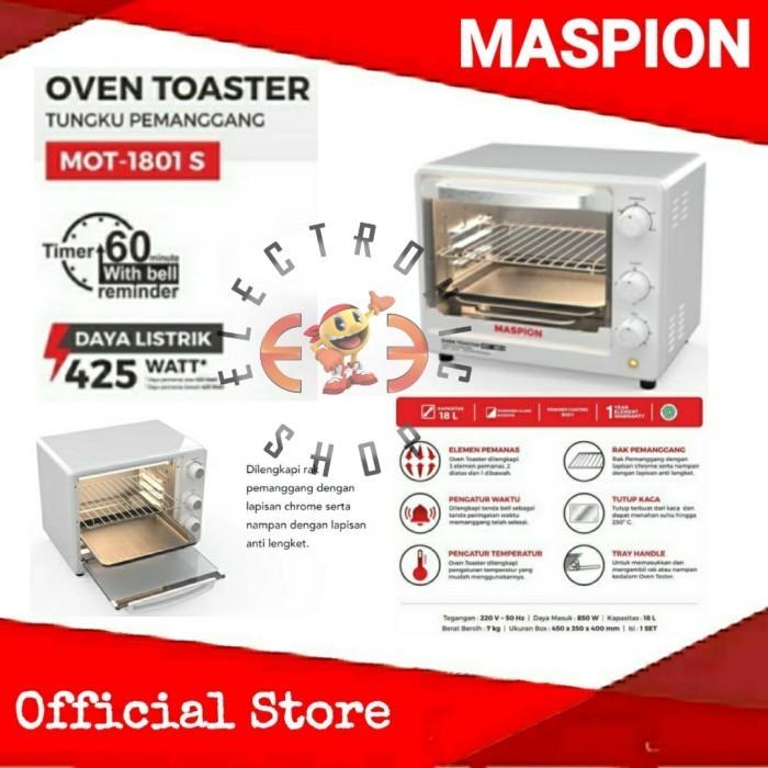Maspion Oven Listrik Mot 1801 S - Oven Toaster 18 L - Mot1801 - Promo