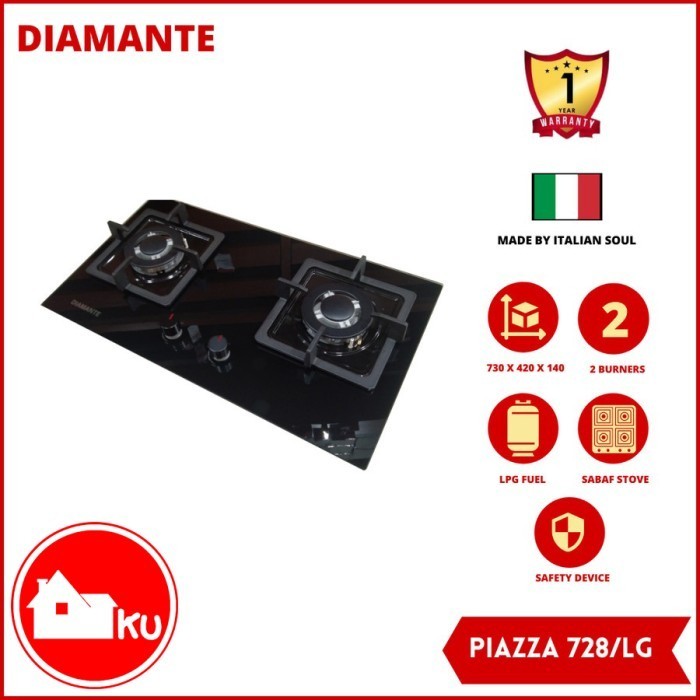 Kompor Tanam Gas Diamante Piazza 728 /Lg