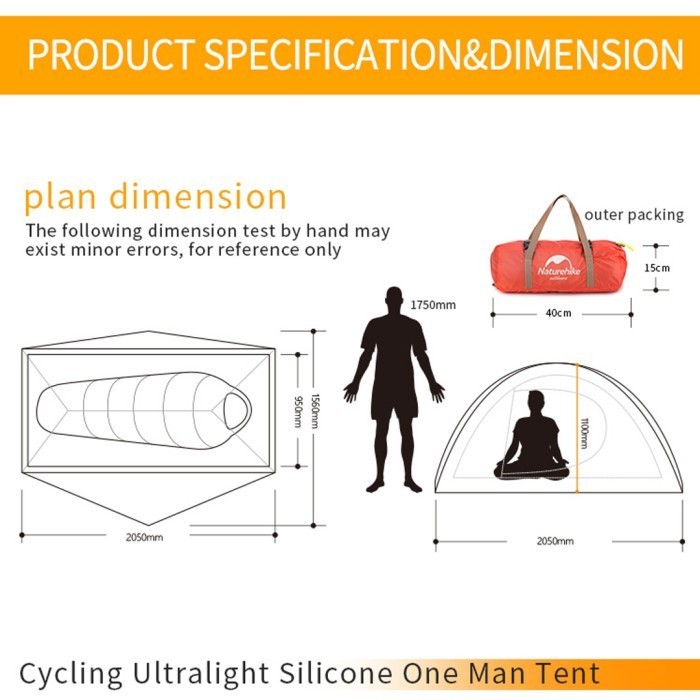 Tenda Cycling 1P Naturehike Nh18A095-D 20D