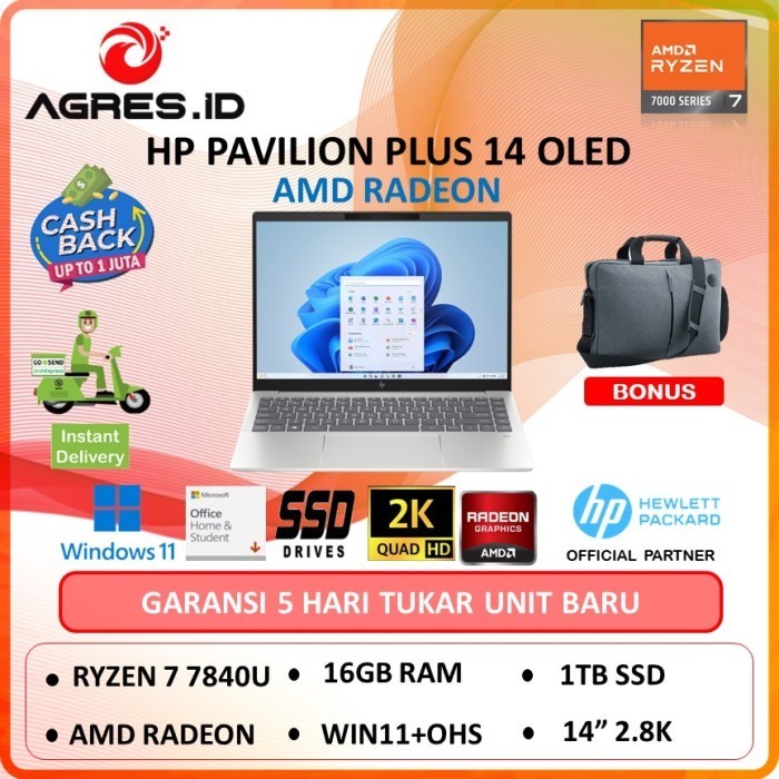 Hp Pavilion Plus 14 Ryzen 7 7840U 16Gb 1Tb 14.0 2.8K Oled