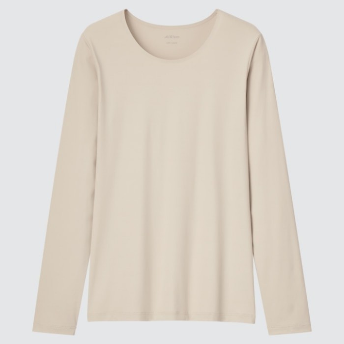 Women Tshirt Kaos Manset Dalaman Airism Uv Protection Crew Neck Uniqlo