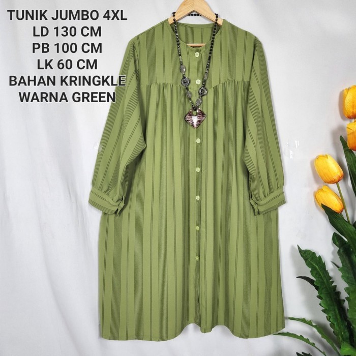 Tunik Jumbo Wanita Ld 130 Cm Motif Garis Kekinian