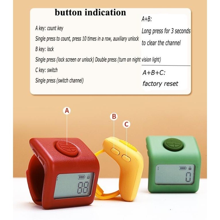 Tasbih Digital LED Rechargeable Tally Counter 9 Channel Charging .