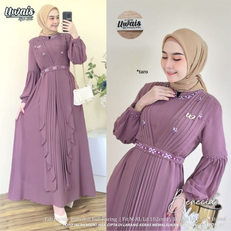 AEY READY  FASHION PAKAIAN MUSLIM BENECIA DRESS/GAMIS BENECIA (SIZE M LD 90 )(SIZE=XL LD 110)
