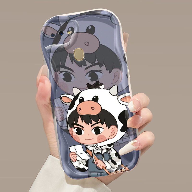 Casing Hp OPPO A7 A5s A12 A12s A11K Case Casing ponsel imut HP kartun sapi Softcase perempuan pecint