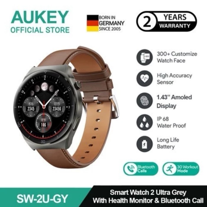 Aukey Smartwatch 2 Ultra Sw-2U Bluetooth Call Waterproof Ip68 Garansi