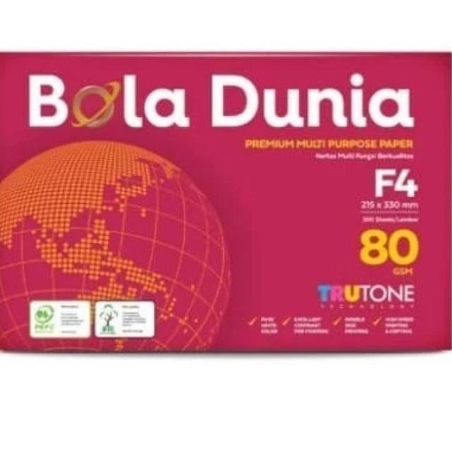 

kertas HVS fotocopy print F4/folio 80gram bola dunia /rim GS