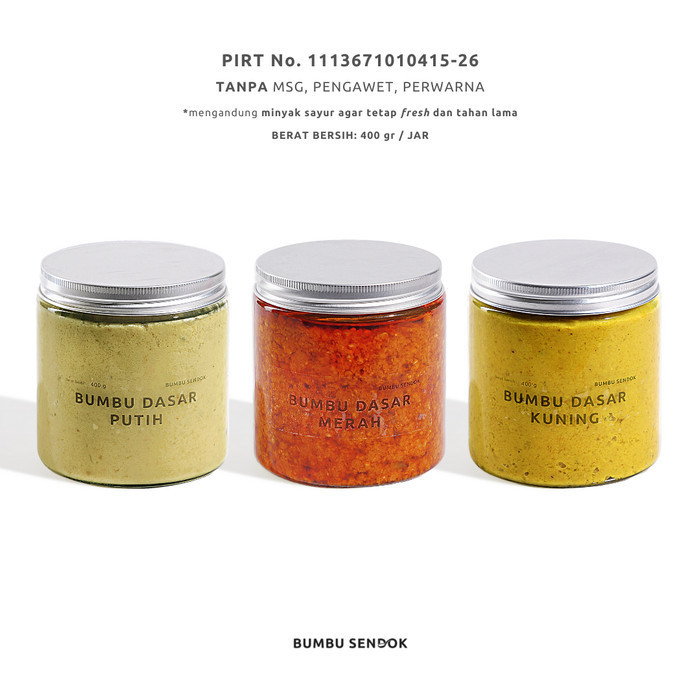 

Bumbu Sendok Paket (3 Jar) Bumbu Dasar Putih, Kuning, Merah 400G