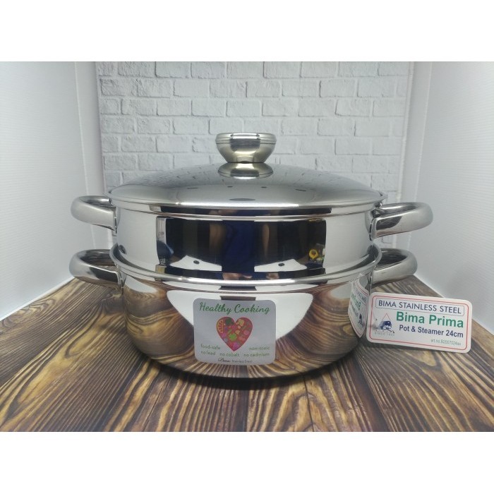 NEW SERIES BIMA PRIMA PANCI POT STEAMER KUKUSAN 2 SUSUN KOMPOR INDUKSI 24CM QUALITY ORIGINAL