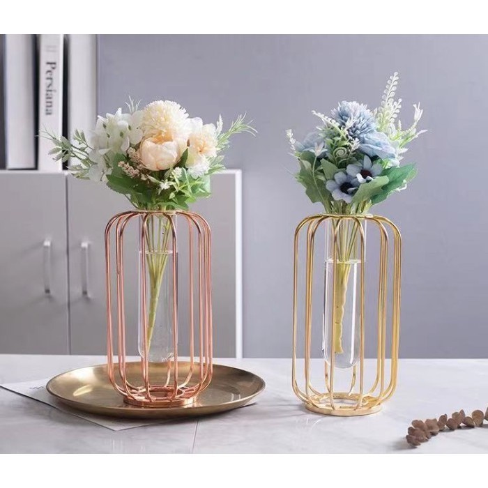 Gold Tube Vase / Vas Bunga Meja Simple Mewah VASE VAS BUNGA