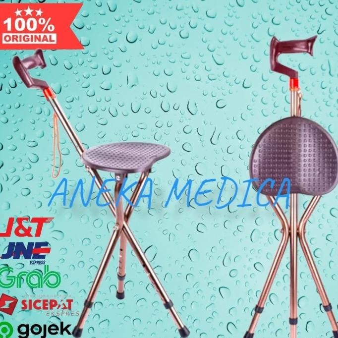 tongkat duduk orang tua kursi lipat