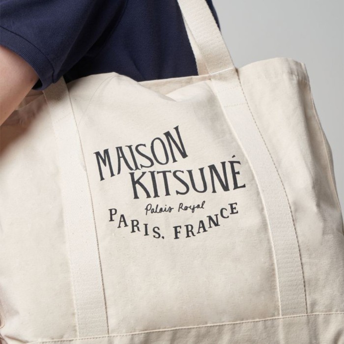 Maison Kitsune Palais Royal Canvas Tote Bag Ecru