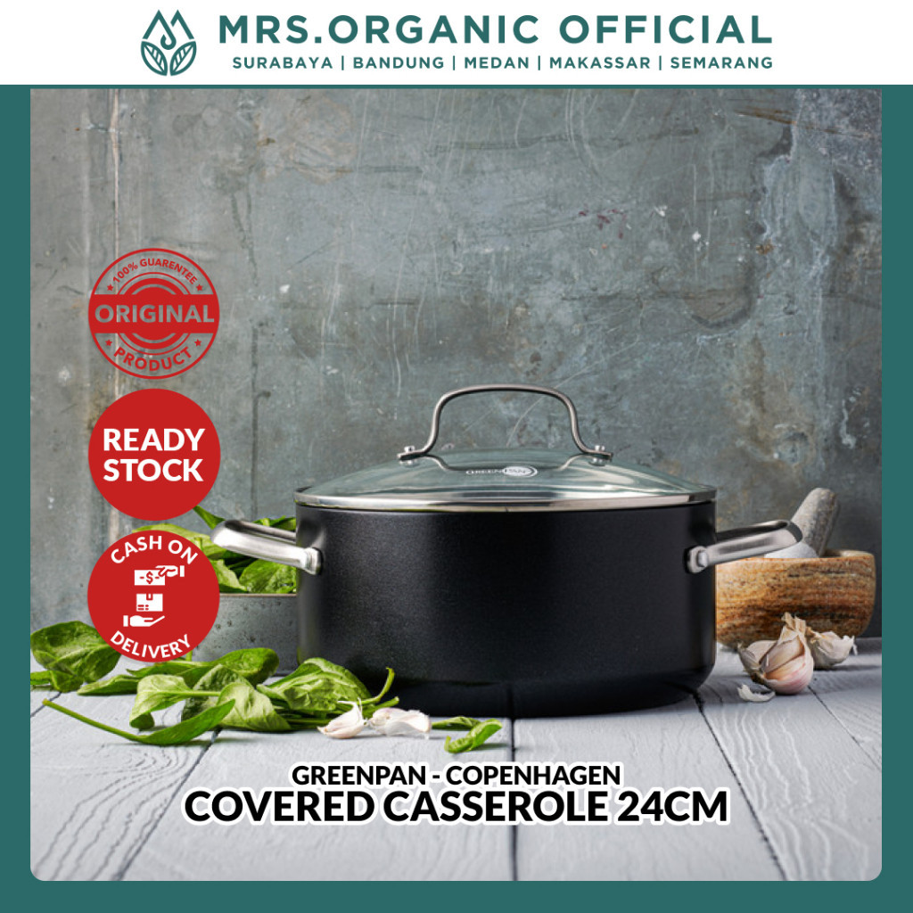 Panci Penggorengan Casserole Copenhagen 24 cm 4.95 Lt Greenpan