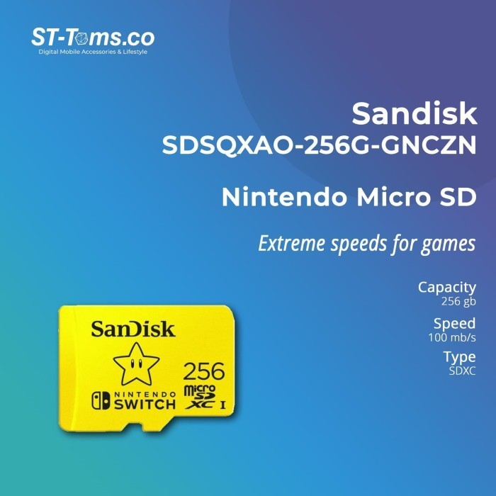 Sandisk Nintendo Micro Sd Sdxc 256Gb 100Mbps Sdsqxao-256G-Gnczn