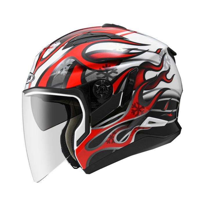 Zeus 613B Whi Aj19 Red Half Face Double Visor