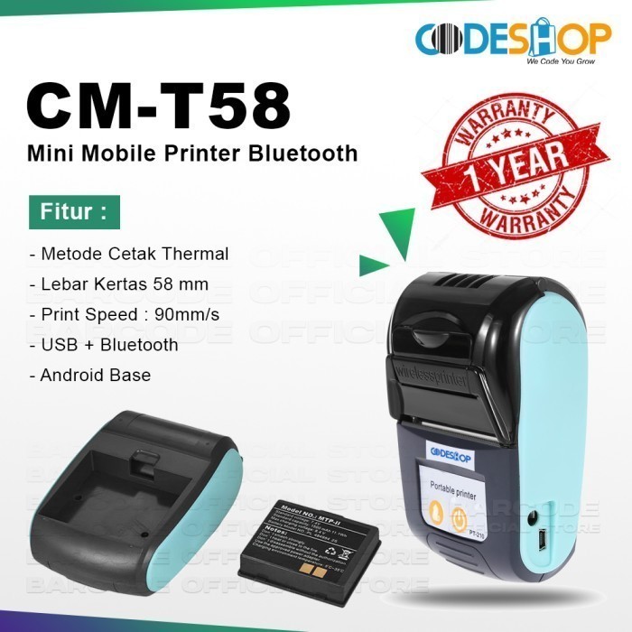 Mobile Printer Bluetooth Inforce P58C Mokapos Pawoon Loyverse - Rpp02N
