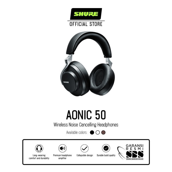 Shure AONIC 50 Headphone Nirkabel dengan Noise Cancelling
