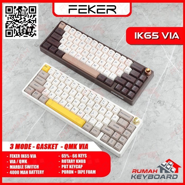 Mechanical Keyboard - Feker Ik65 - 3 Mode - Gasket - Rgb - Knob - Via