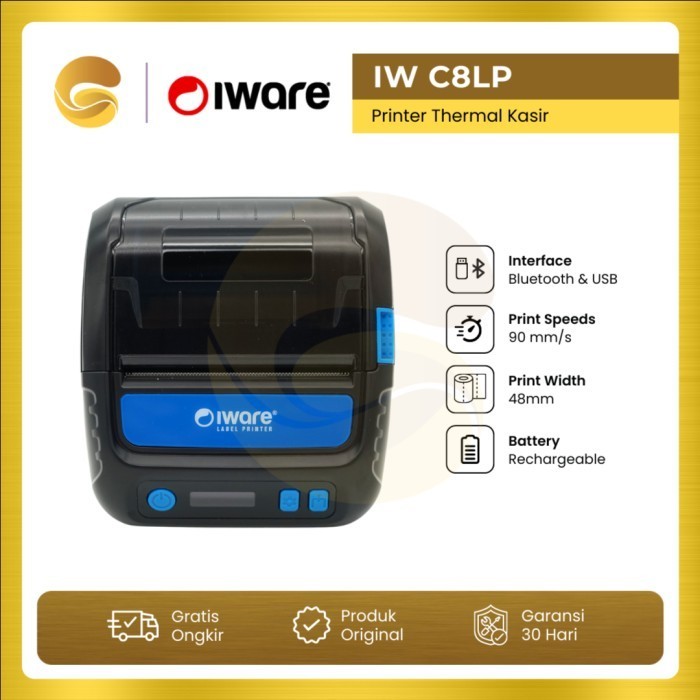 Iware Printer Bluetooth Portable Iw C8Lp 80Mm Thermal Setara Prj 80Bl