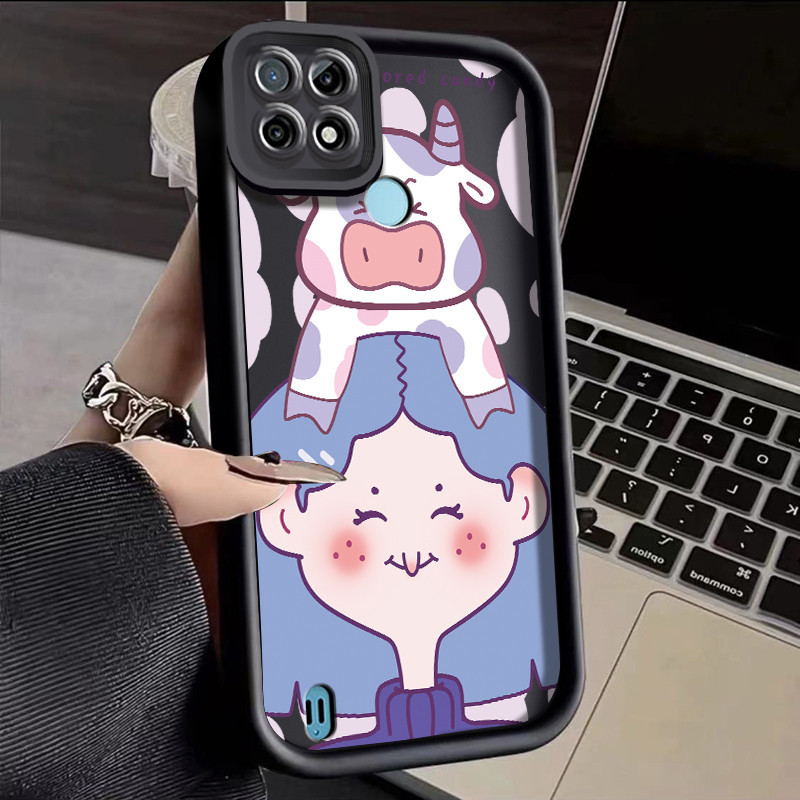 Casing Hp Realme C21 Case Anti Drop silikon pasangan HP Casing ponsel imut Softcase sapi kartun Kesi