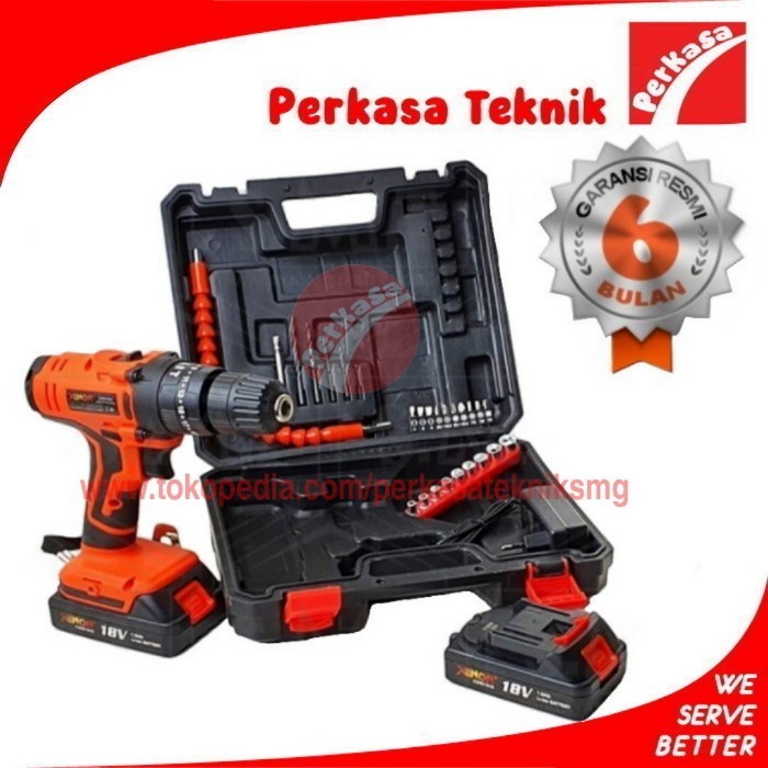 mesin bor impact cordless XENON CDID1845 bor beton baterai set