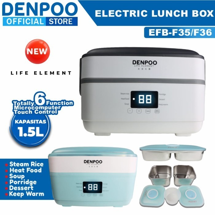 Electric Lunch Box Denpoo Efb-F35/F36 Penghangat Makan Elektrik