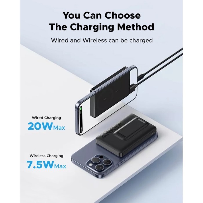 Anker Powerbank Maggo Magnetic With Kickstand (10000 Mah, 20W)-A1652 Termurah Terlaris Promo