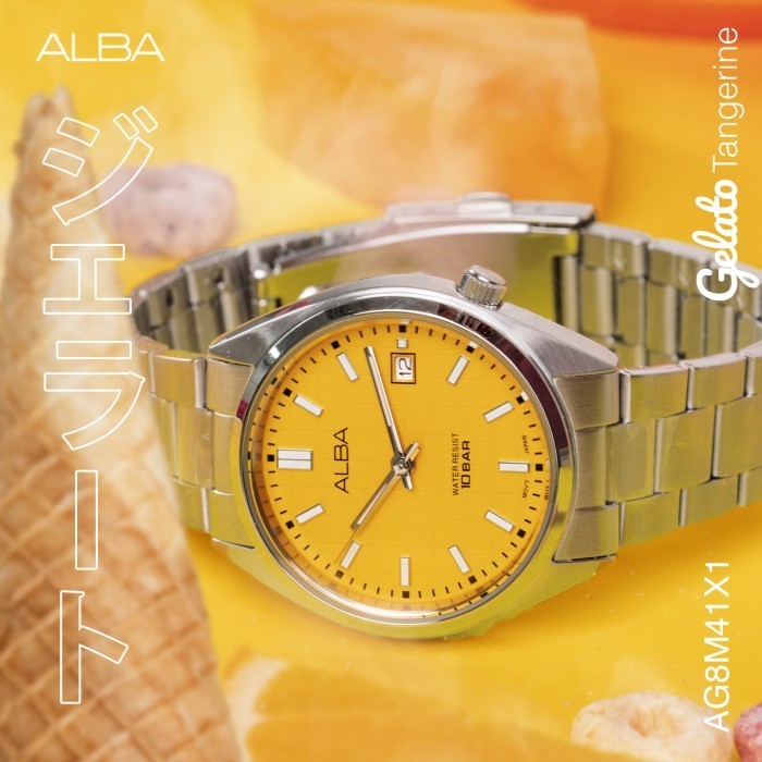 Jam Tangan Alba Unisex Silver Alba Gelato Ag8M41 Quartz Ag8M41X1