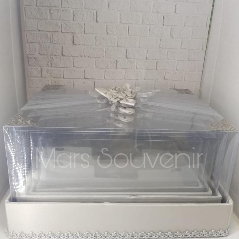 

NEW Box Hantaran Seserahan Mika Tile Silver 1 Set Isi 4 Box - TERLARIS