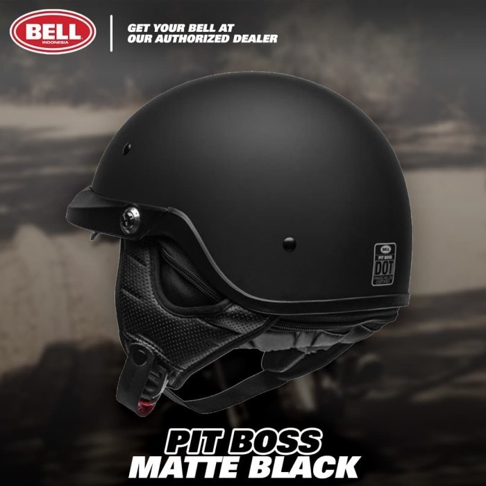 Helm Bell Pit Boss Matte Black Open Face Cruiser Termurah Terlaris Promo