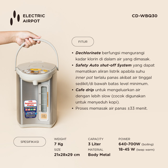 Termos Elektrik Zojirushi 2.2 Liter Cd-Wbq22 Ts