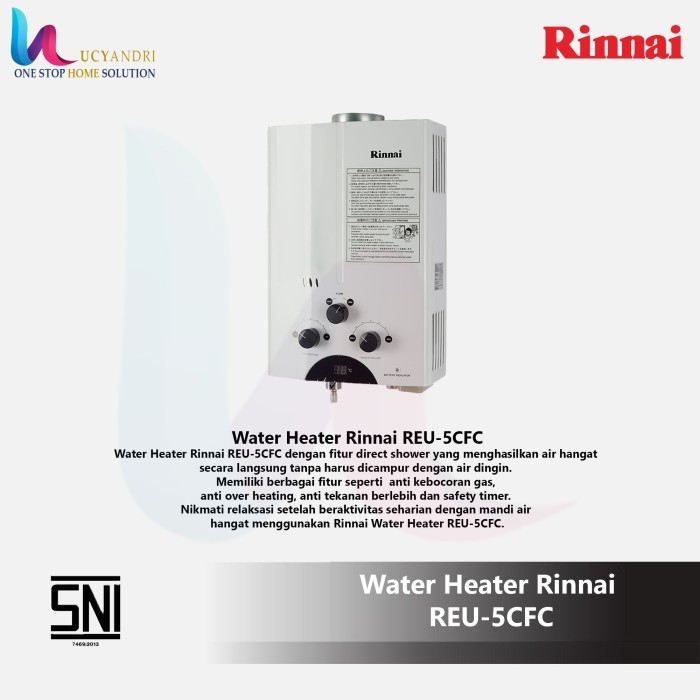 Water Heater Gas Rinnai Reu 5 Cfc / Reu 5Cfc /Pemanas Air Gas Rinai