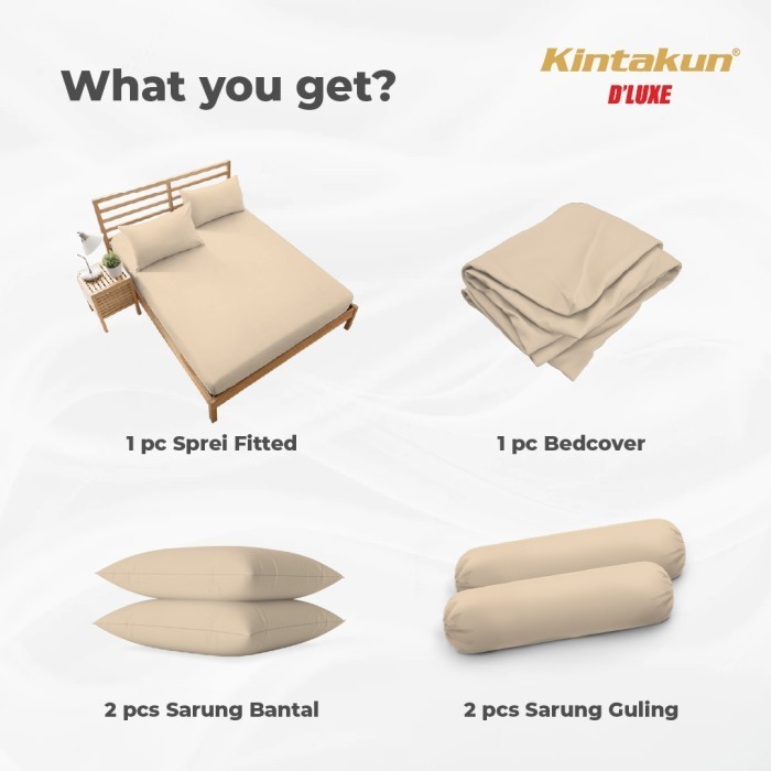 Kintakun DLuxe Bedcover Set Flat 160 / 180 Polos Playnism 20Cm