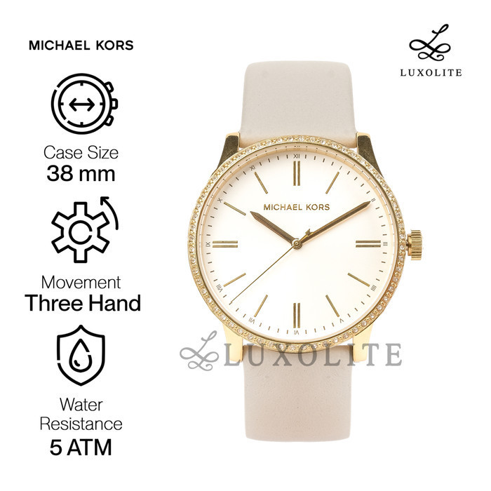 Jam Tangan Wanita Michael Kors Bailey Grey Leather Strap Mk2903