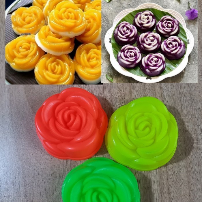 Produk Terbaik] Cetakan Puding Mawar Plastik Cetakan Bolu Kukus