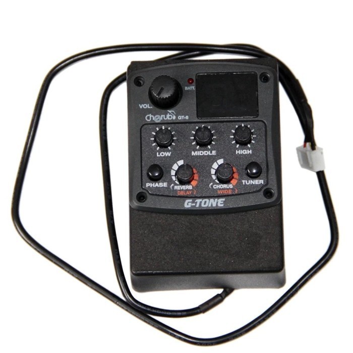 Cherub Gt-6 Preamp Equalizer 3 Band Pickup Gitar Akustik Tuner Reverb