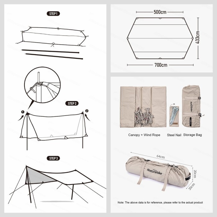 Tenda Canopy Naturehike Nh20Tm007 Canopy Camp Large Without Pole