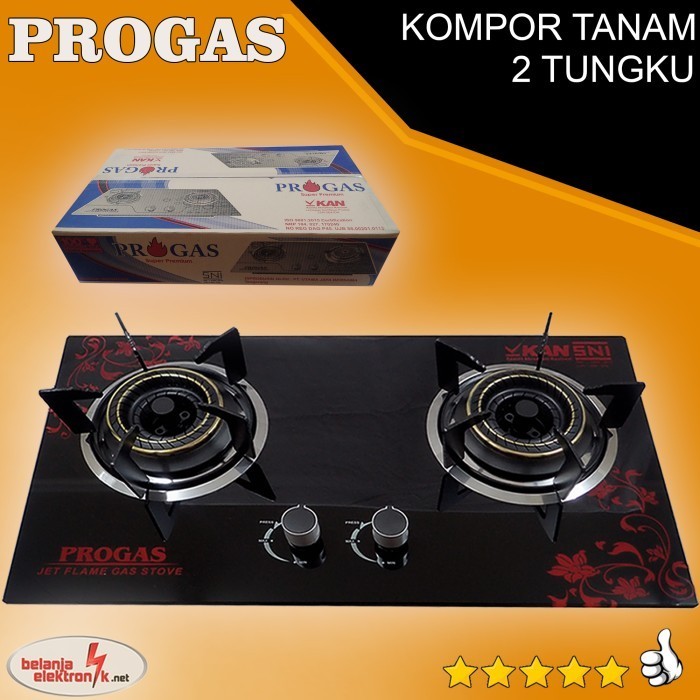 Kompor Progas Tanam 2 Tungku Kaca Termurah Terlaris Promo